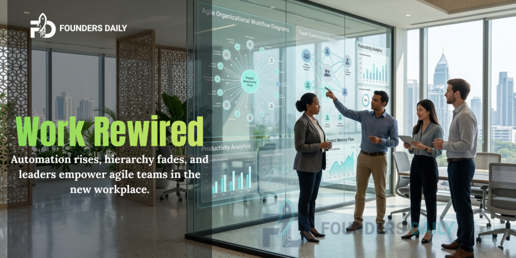 Modern workplace showing leadership transformation as middle management evolves in corporate organizations.