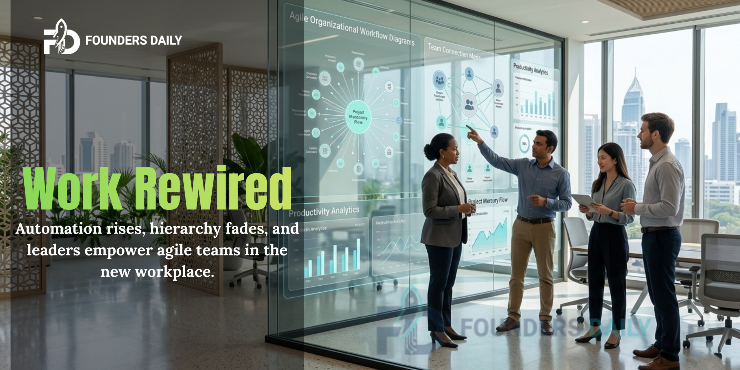 Modern workplace showing leadership transformation as middle management evolves in corporate organizations.