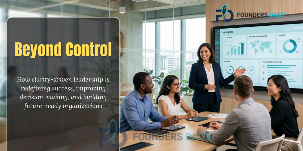 Leadership shift from control to clarity concept showing modern leader guiding team